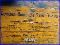 Keystone Round Die Screw Plate Set Millersburg PA USA 1912 Original Wooden Box