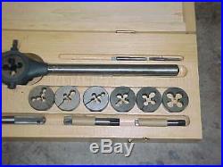 LARGE NOS CARD MFG No. 85 1/4 3/4 NC Tap & Die Set With Handles & Guides USA
