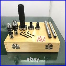 Lathe Tailstock Tap & Die Holder Kit MT2 Shank Threading Tapping Set Wooden Box