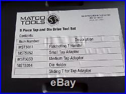 MATCO MST505 Tap and Die Ratcheting Wrench 5 Piece Drive Tool Set