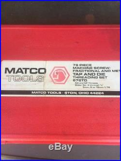 Matco Tool tap and Die Threading Set / Kit 676TD 76 Piece Like New