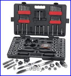 Metric SAE Tap and Die Reversible Lever Ratcheting T-Handle Wrench 114-Piece Set