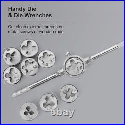 Metric Tap and Die Set 110 PCS M2-M18 Rethreading Kit for Making Screw Threads