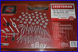 NEW CRAFTMAN 75 pc INCH & METRIC TAP AND DIE SET # 52377
