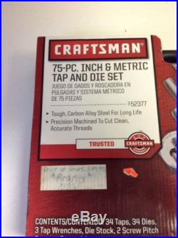 NEW Craftsman 75 Pc Inch & Metric Tap and Die Set 52377 MM SAE 75 PC