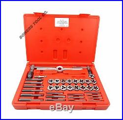 Norseman 37pc SAE Hi-Carbon Tap and Die Set NF-SAE NC-USS with Wrenches & Case