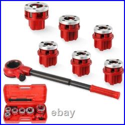 Pipe Threader Ratchet Kit, Manual Ratcheting Pipe Threading Tool Set with 6 N