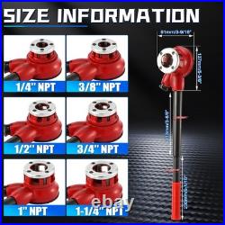 Pipe Threader Ratchet Kit, Manual Ratcheting Pipe Threading Tool Set with 6 N