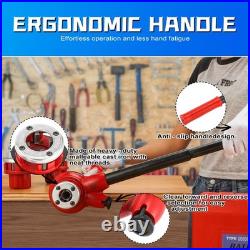Pipe Threader Ratchet Kit, Manual Ratcheting Pipe Threading Tool Set with 6 N