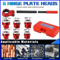Pipe Threader Ratchet Kit, Manual Ratcheting Pipe Threading Tool Set with 6 N