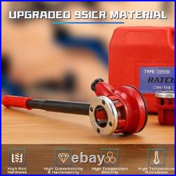 Pipe Threader Ratchet Kit, Manual Ratcheting Pipe Threading Tool Set with 6 N