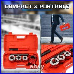 Pipe Threader Ratchet Kit, Manual Ratcheting Pipe Threading Tool Set with 6 N