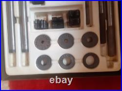 Pipe tap and die set in a metal case