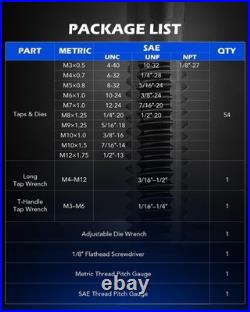 Precision 60 PCS Tap and Die Kit with Durable GCr15 Steel Professional Quality