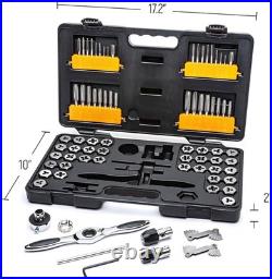 Professional 77 Pc Tap and Die Set with T-Wrench and Thread Pitch Gauges Professional 77 Pc Tap and Die Set with T-Wrench and Thread Pitch Gauges