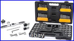 Professional 77 Pc Tap and Die Set with T-Wrench and Thread Pitch Gauges
