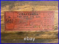 RARE Antique 5497 Craftsman tap and die set Sterling Quality wood box vintage