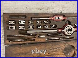 RARE Antique 5497 Craftsman tap and die set Sterling Quality wood box vintage