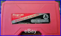 SNAP ON TDTDM500A 76 Piece Tap and Die Set LIKE NEW FREE SHIPPING