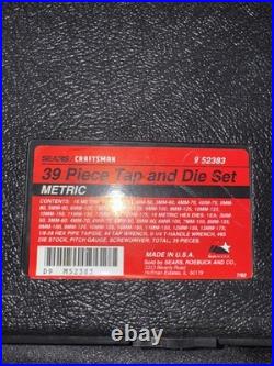 Sears Craftsman Usa 39pc Metric Tap Die Set 52383 Rare Light Use