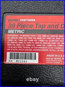 Sears Craftsman Usa 39pc Metric Tap Die Set 52383 Rare Light Use