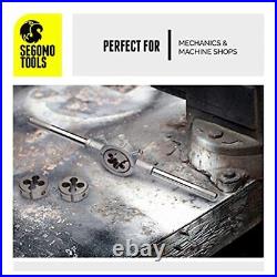 Segomo Tools 110 Piece Hardened Alloy Steel SAE Tap And Die Threading Tool Set W
