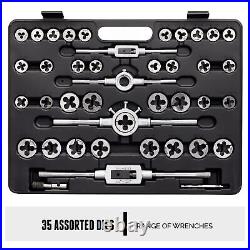 Segomo Tools 110 Piece SAE Tap And Die Threading Tool Set With Cutting Fluid