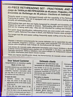 Snap-on TOOLS RTD48 New NOS 48-pc SAE & Metric Thread Restoring Rethreading Set Snap-on TOOLS RTD48 New NOS 48-pc SAE & Metric Thread Restoring Rethreading Set