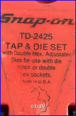 Snap-on Tools Tap & Die Set SAE Standard Model Num. TD-2425