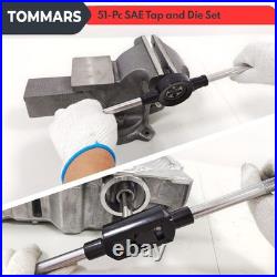 TOMMARS 51-Pc 1/4-20 to 1-14 Jumbo Tap and Die Set SAE Round Threading Dies f