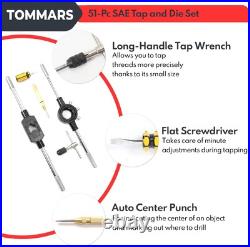 TOMMARS 51-Pc 1/4-20 to 1-14 Jumbo Tap and Die Set SAE Round Threading Dies for