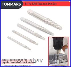 TOMMARS 51-Pc 1/4-20 to 1-14 Jumbo Tap and Die Set SAE Round Threading Dies for