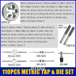 Tap And Die Set Metric M3-M12 Thread Renewing Tools Cutting Threads Handle