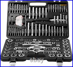 Tap Die Set 116-Piece Metric SAE Sizes Bearing Steel Threading Tool Storage Case