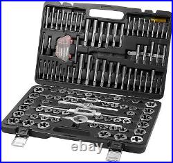 Tap Die Set 116-Piece Metric SAE Sizes Bearing Steel Threading Tool Storage Case