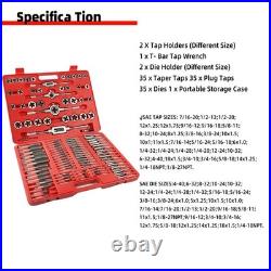 Tap and Die Set 110Pc SAE & Metric Threading Tool Kit with Storage Case