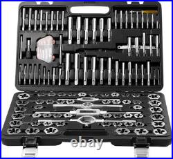 Tap and Die Set, 116-Piece Include Metric and SAE Size, Bearing Steel Taps and D