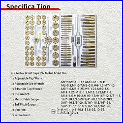 Tap and Die Set Bearing Steel & Titanium 86PCS(SAE&METRIC) 86PCS(SAE&METRIC)
