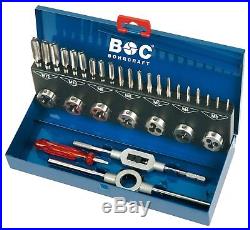 Tap and Die Set with Die 31-Piece Set M3 M12 And Accessories In Metal Cas