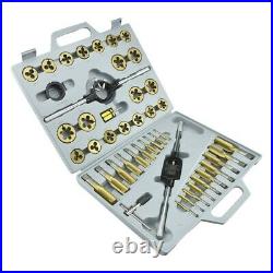 Titanium 45pcs Tap & Die Set SAE Tungsten Steel Large Tools Metal Threader Kit