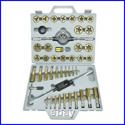 Titanium 45pcs Tap & Die Set SAE Tungsten Steel Large Tools Metal Threader Kit