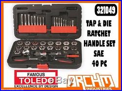 Toledo 321049 Tap & Die Ratchet Handle Set Sae 40 Pc Holders Automotive