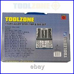 Toolzone 110pc Alloy Steel Tap and Die Set DIY Garage Workshop