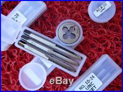 UNC UNF small size Tap & Die SET 7 sizes 28pc 6-40NF to 12/24 NC