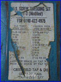 USGI Greenfield US Screw Threading Large High Speed Tap & Carbon Die Set