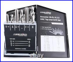 Unmatched Efficiency 18-Pc HSS Tap & Drill Set with 135-Degree Cutting Angle