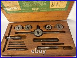 VINTAGE GREENFIELD TAP AND DIE LITTLE GIANT SET No. A-1 5 Sizes Orig. Wood Box +