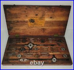 VINTAGE Greenfield Little Giant Assortment Tap & Die Machinist Set withWooden Box