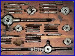 VINTAGE Greenfield Little Giant Assortment Tap & Die Machinist Set withWooden Box