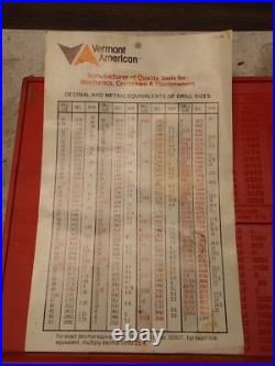 Vermont American 21739 52 Piece Tap and Die Set #6 to 3/4 USA Missing 2 Taps
